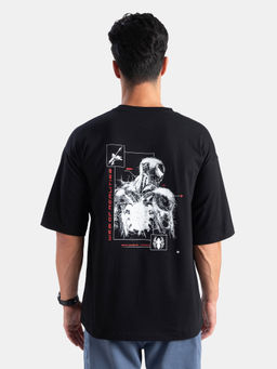 Jockey - M001 Men Marvel Avengers Cotton Graphic Printed Oversized T Shirt Black