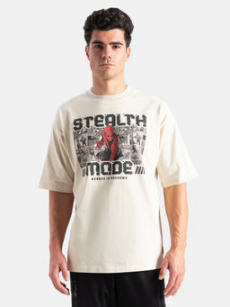 Jockey - M001 Men Marvel Avengers Cotton Graphic Printed Oversized T Shirt Beige