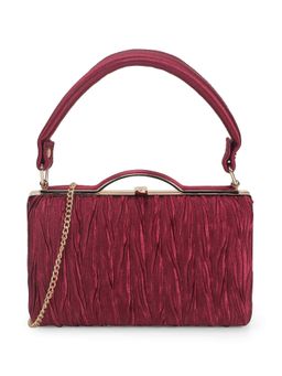 Mochi - Women Maroon Party Solid Clutch with Detachable Sling Chain