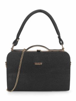 Mochi - Women Black Party Solid Clutch with Detachable Sling Chain