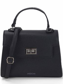 Mochi - Women Black Casual Solid Satchel with Detachable Strap