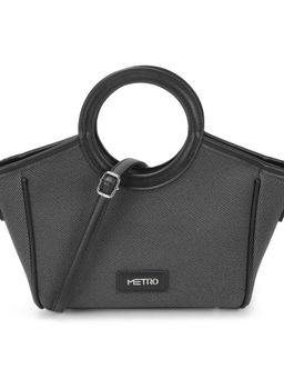 Metro - Women Black Casual Solid Satchel with Detachable Strap