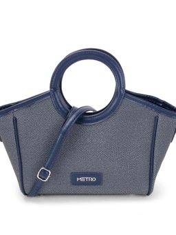 Metro - Women Navy Blue Casual Solid Satchel with Detachable Strap