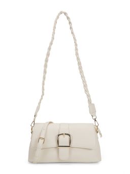 Mochi - Women White Casual Solid Sling Bag with Detachable Strap
