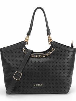 Metro - Women Black Casual Solid Shoulder Bag with Detachable Strap