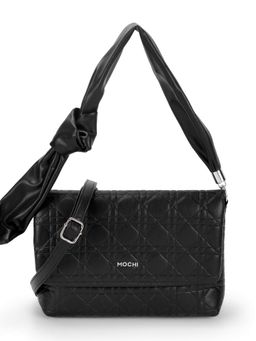 Mochi - Women Black Casual Quilted Sling Bag with Detachable Strap
