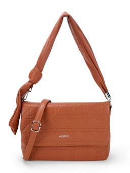Mochi - Women Brown Casual Quilted Sling Bag with Detachable Strap