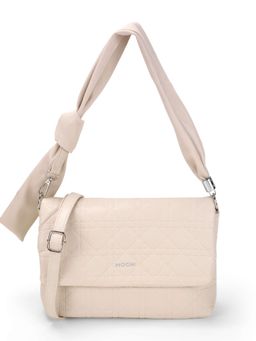 Mochi - Women Cream Casual Quilted Sling Bag with Detachable Strap