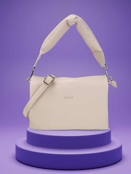 Mochi - Women Off White Casual Solid Sling Bag with Detachable Strap