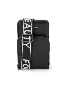 Walkway - Women Black Synthetic Travel Wallet with Detachable Strap