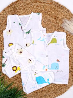 Moms Home - Baby Unisex Organic Cotton Muslin Jhabla Nappy (Pack of 2)