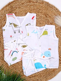 Moms Home - Baby Unisex Organic Cotton Muslin Jhabla Nappy (Pack of 2)