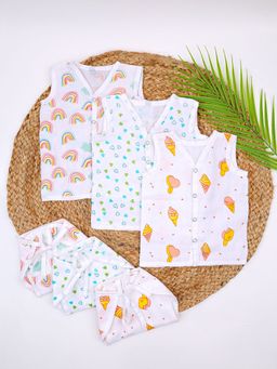 Moms Home - Baby Unisex Organic Cotton Muslin Jhabla Nappy (Pack of 3)