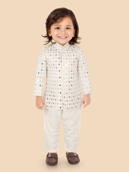ETHNIKS NEURON - Boys Sequin Embroidered Pure Cotton Jacket With Pyjamas Set