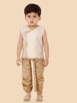 ETHNIKS NEURON - Boys Woven Design Pure Cotton Ethnic Waistcoat With Dhoti Pants Set
