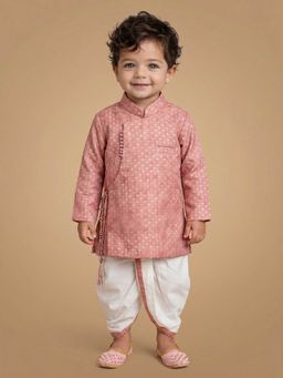 ETHNIKS NEURON - Boys Pink Mandarin Collar Kurta Set with Dhoti Pants