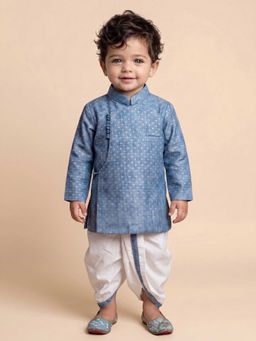 ETHNIKS NEURON - Boys Blue Mandarin Collar Kurta Set with Dhoti Pants