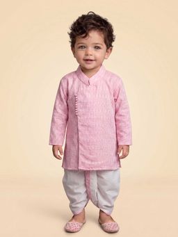 ETHNIKS NEURON - Boys Pink Mandarin Collar Kurta Set with Dhoti Pants