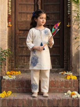 Autumnlane - Joy Vanilla Embroiderd Kids Cotton Kurta Set