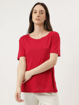 Marks & Spencer - Red Relaxed Fit Crew Neck Tee
