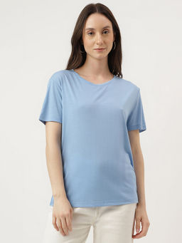 Marks & Spencer - Blue Relaxed Fit Crew Neck Tee