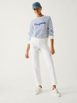 Marks & Spencer - White Cotton Rich Tapered Chinos