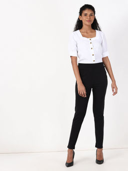 Marks & Spencer - Black Viscose Mix Plain Slim Fit Treggings