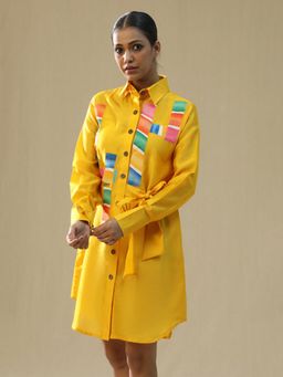 Arpita Sulakshana - Yellow Chaar Baar Hand Painted Shirt Dress