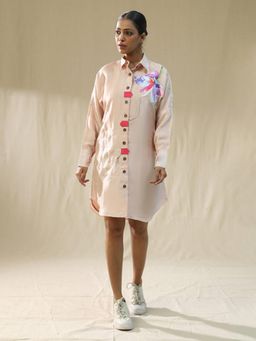 Arpita Sulakshana - Peach Floral Hand Painted Shirt Dress