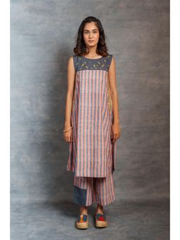Thread Game - Handwoven Earthy Stripe Sleeveless Co-Ord Set