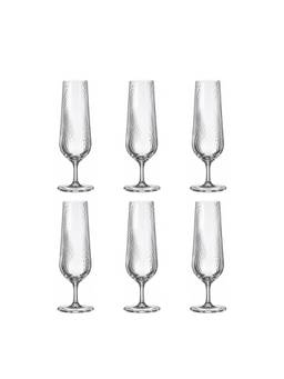 Crystal Bohemia - Premium Champagne Flute Glasses Set (Pack of 6)