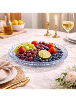 NFI Essentials - Glass Fruit Bowl Plate for Dining Table Clear Round Tray