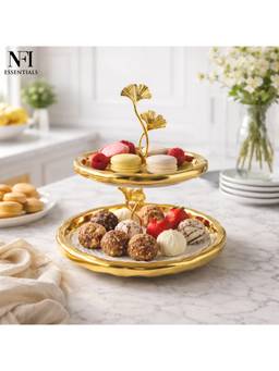 NFI Essentials - Ceramic 2-Tier Serving Cupcake Display and Cake Stand