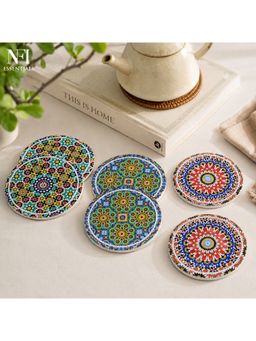 NFI Essentials - Ceramic Coaster for Tea Coffee Cups (Pack of 6)