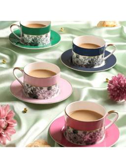 Momentz - Floral Design Coloured 8 Pcs Tea Set
