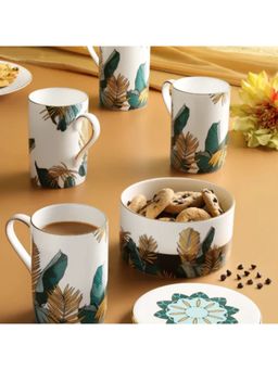 Momentz - Garden Design Mugs With Cookies Jar Set of 5