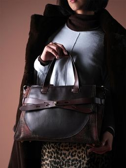Theater - Women Professor Goof Structured Brown Tote Bag with Detachable Strap