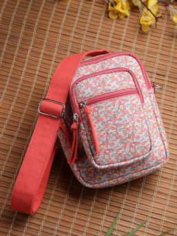 Anekaant - Meadow Tales Red Canvas Floral Sling Bag