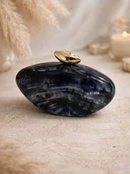 ARTKLIM - Elegant Black Oval Shape Acrylic Clutch with Detachable Strap