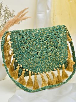 ITIHASIKALA - Dilruba Hara Gul Tassel Sling bag