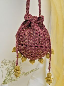 ITIHASIKALA - Dilruba Suravana Magenta Jaal Potli Bag