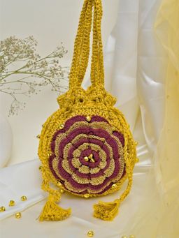 ITIHASIKALA - Dilruba Magenta Pushp Crochet Potli Bag