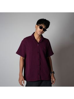 HOP HEAD - Burgundy Cotton Blend Textured Shirt