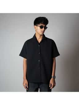 HOP HEAD - Black Cotton Blend Textured Shirt