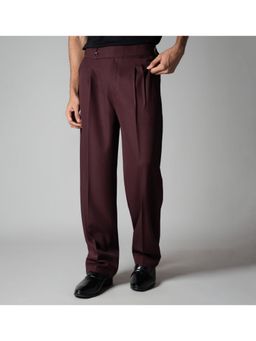 HOP HEAD - Wine Double Pleat Straight Fit Trouser