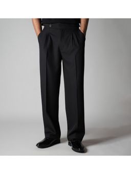 HOP HEAD - Black Double Pleat Straight Fit Trouser