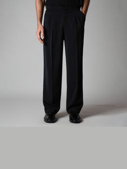 HOP HEAD - Black Long Flap Textured Trouser