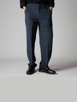 HOP HEAD - Navy Plaid Regular Fit Trouser
