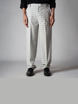 HOP HEAD - Grey Plaid Regular Fit Trouser