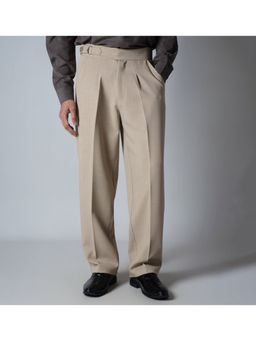 HOP HEAD - Beige Textured D-Ring Italian Style Trouser